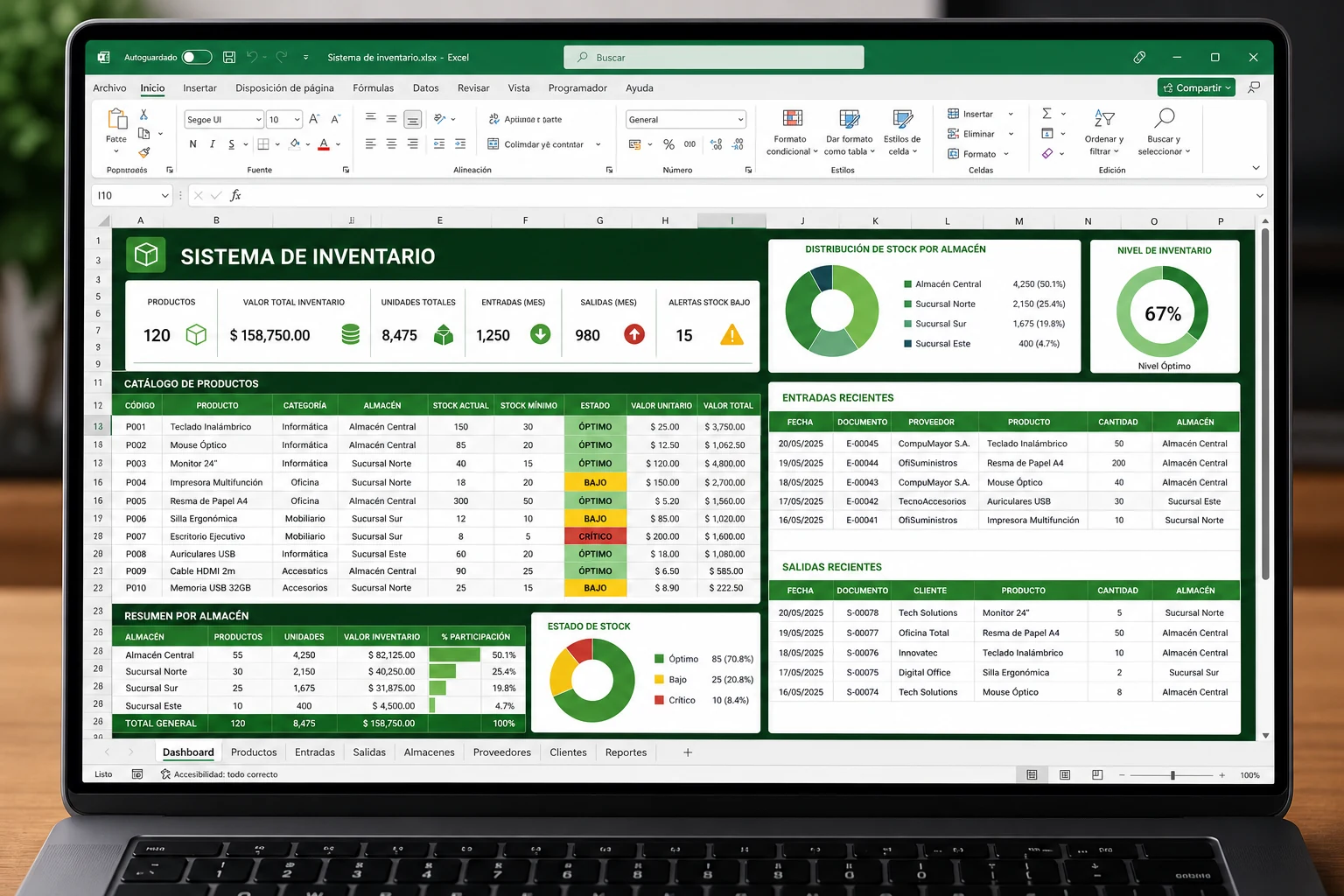 Sistema de inventario en Excel